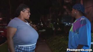 seductive Ebony SSBBW sucks on huge black dong