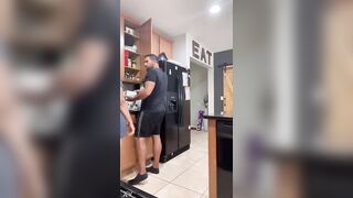 fat ass latin bitch almost gets railed on the kitchen bench