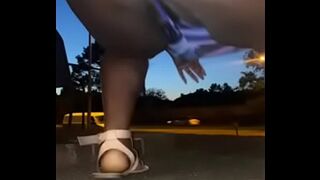 thick MILF twerks on public street no panties