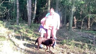 mature sexy MILF met a woodsman and sucked him off in public