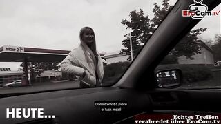 Skinny blonde german gorgeous MILF with small tits during a public fuck date