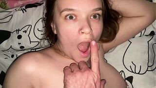 Stepdad fucked stepdaughter's mouth quickly while her mother was in the next room
