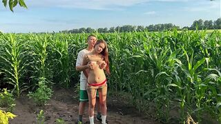 Stepbrother has Public Sex with Stepsister while walking through a cornfield
