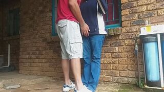 Came home from mcdonalds,we were so horny couldnt wait to fuck,so fucked in the front yard and ended up eating her massive creampie