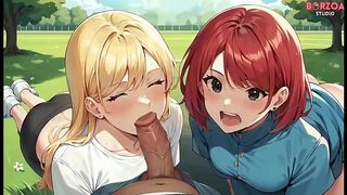 Facial cumshot in public park