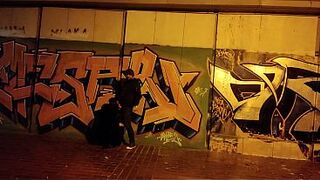 Sucking his cock public