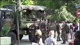 Extreme PUBLIC sex kinky threesome by the Eiffel Tower
