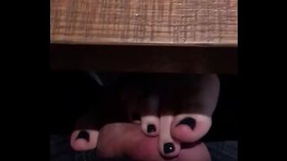 Public FootJob in restaurant