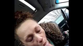 gf blow me in car, public